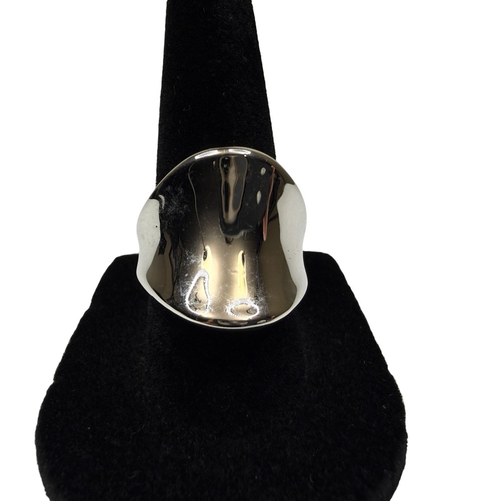 Modern Statement Dome Ring Polished Silver Tone Fashion Jewelry Wide Band Sz 6.5